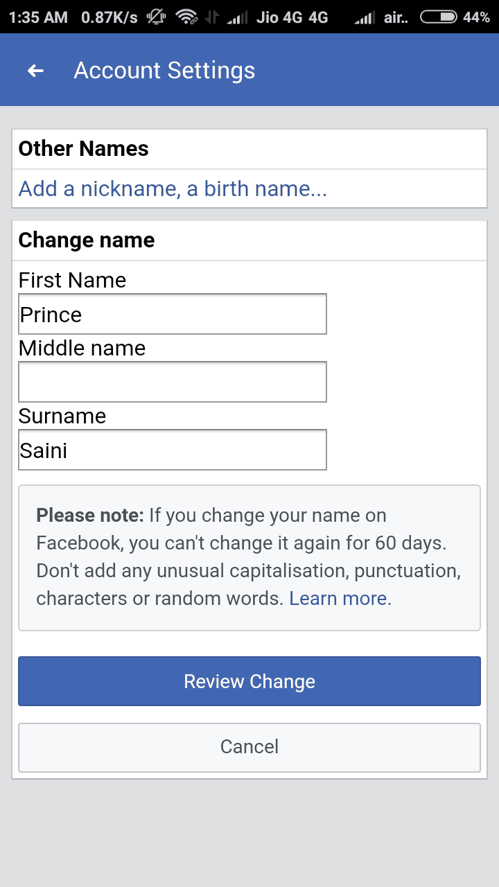 Cool Guy Names For Facebook