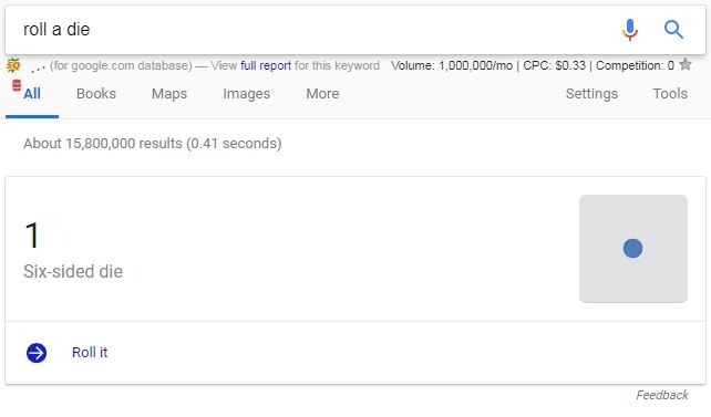 roll a die google trick