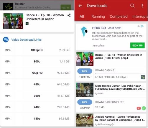 downloading hotstar videos in android